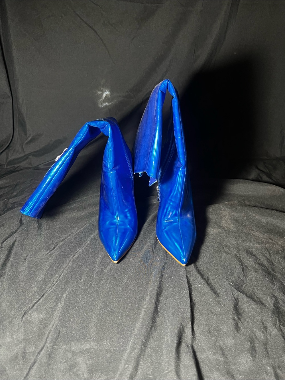 Azalea Wang Electric Blue Pointed-Toe Knee-High Boots